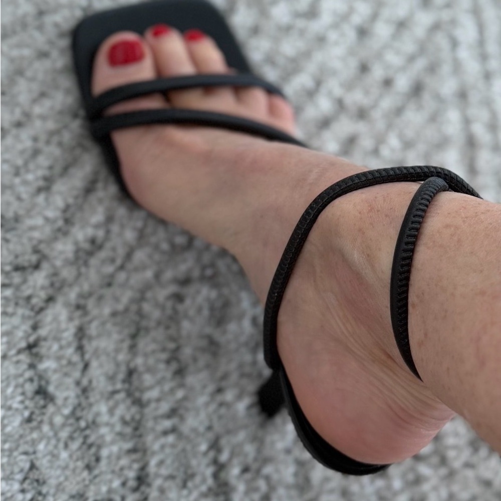 SCHUTZ Black Spiraled Strap Square-Toe Heels - Picture 6 of 6